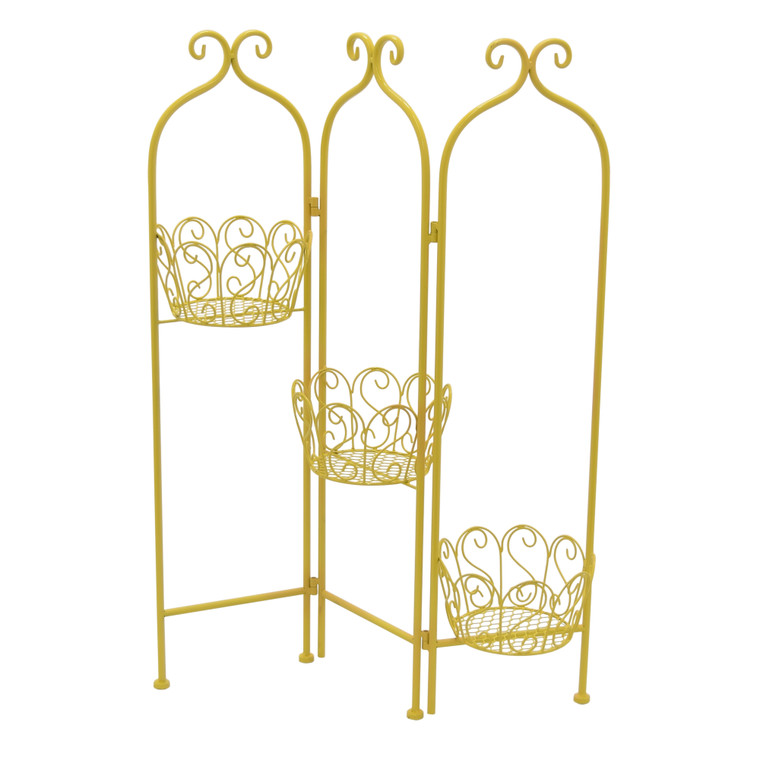 Folding Planter Stand In Yellow Metal PBTH92628 By Plutus