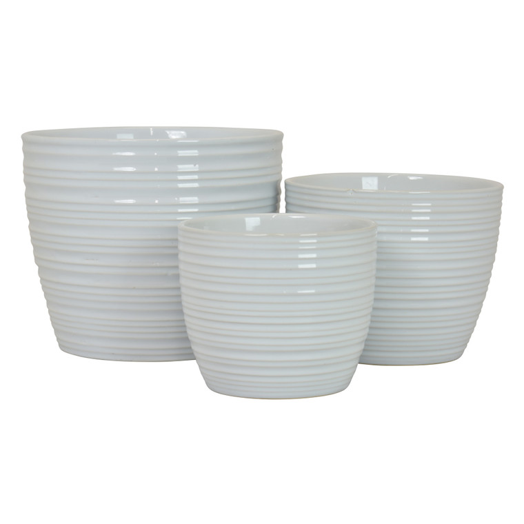 Planter (Set Of 3) In White Porcelain PBTH93373 By Plutus