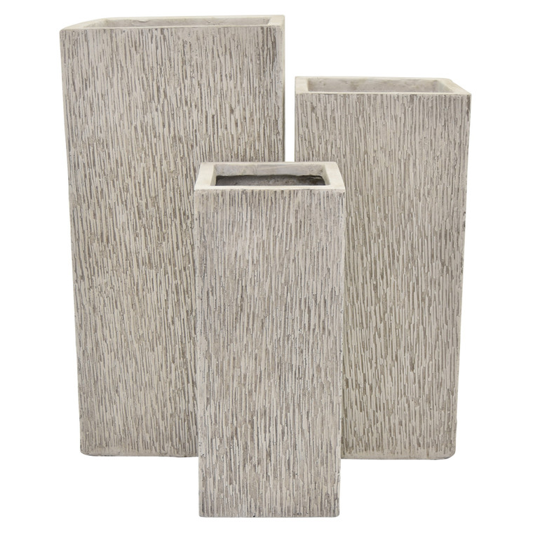 Standing Planter Set Of Three In White Resin PBTH93919 By Plutus