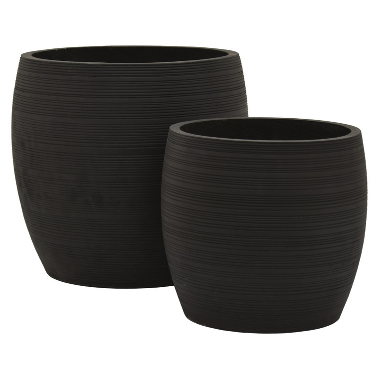 Planter (Set Of 2) In Black Resin PBTH94777 By Plutus