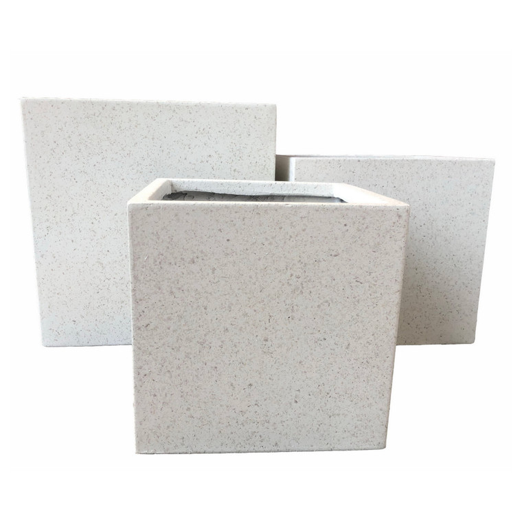 Planter - Terrazzo Finish In White Resin (Set Of 3) PBTH93959 By Plutus