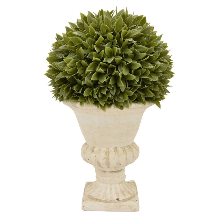 Faux Topiary Pot In Green Resin PBTH93323 By Plutus