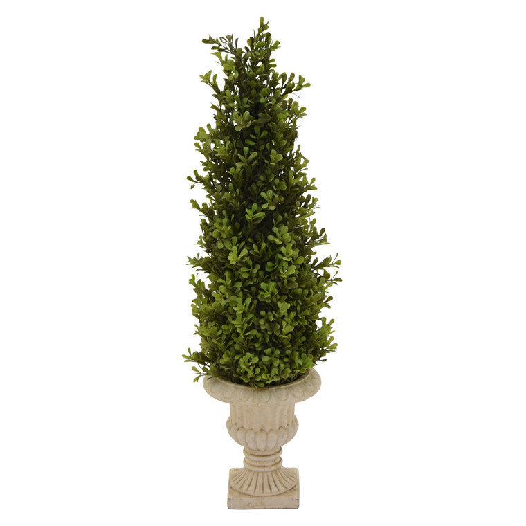 Faux Topiary Pot In Green Resin PBTH94581 By Plutus