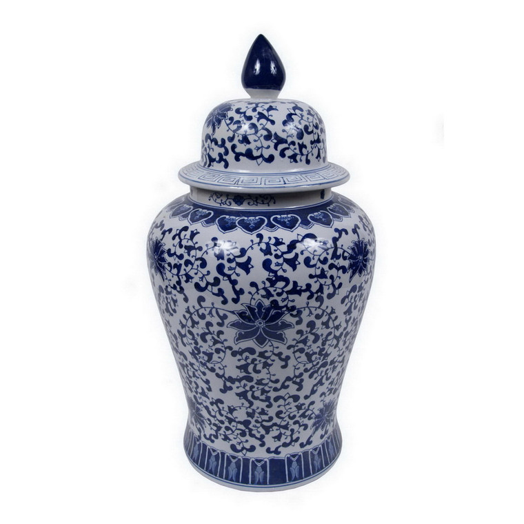 Blue And White Porcelain Templar Jar PBTH94297 By Plutus