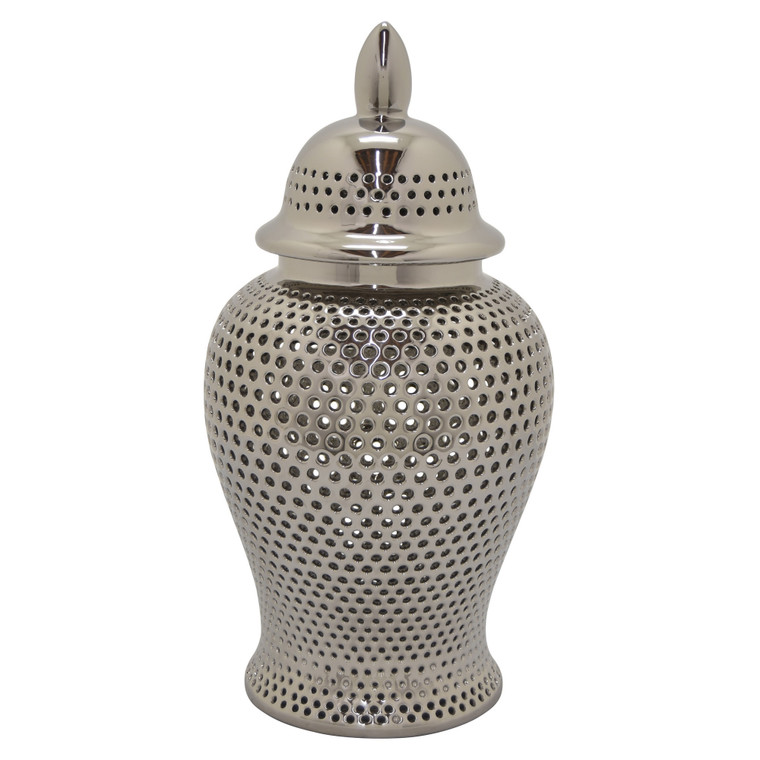 Ceramic Jar In Silver Porcelain PBTH94385 By Plutus