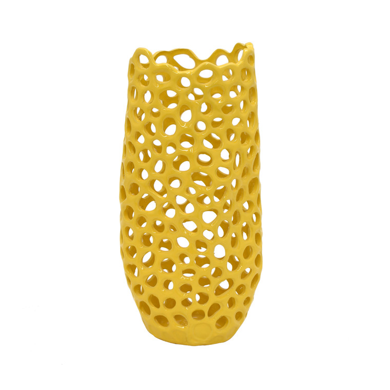 Ceramic Vase In Yellow Porcelain PBTH94642 By Plutus