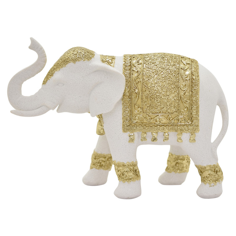 Elephant Table Top Decoration In White Resin PBTH93639 By Plutus