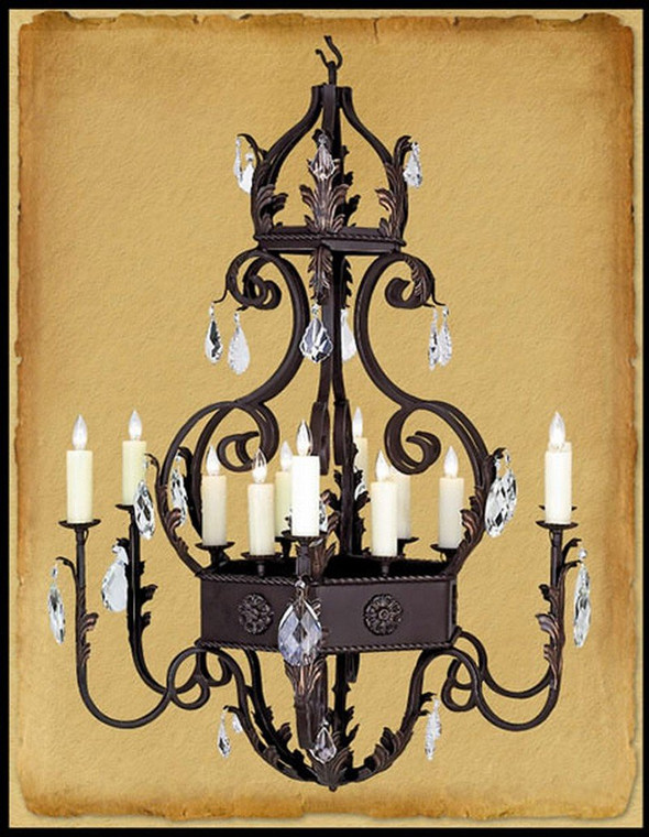 12 Light Florence Chandelier w/ 6 Arm And Crystals In Metal CH-9950-C