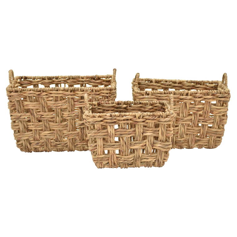 Water Hyacinth Basket In Brown Natural Fiber (Set Of 3) PBTH94706 By Plutus