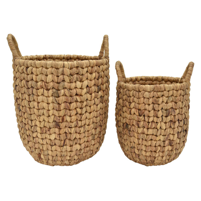 Water Hyacinth Basket In Brown Natural Fiber (Set Of 2) PBTH92991 By Plutus