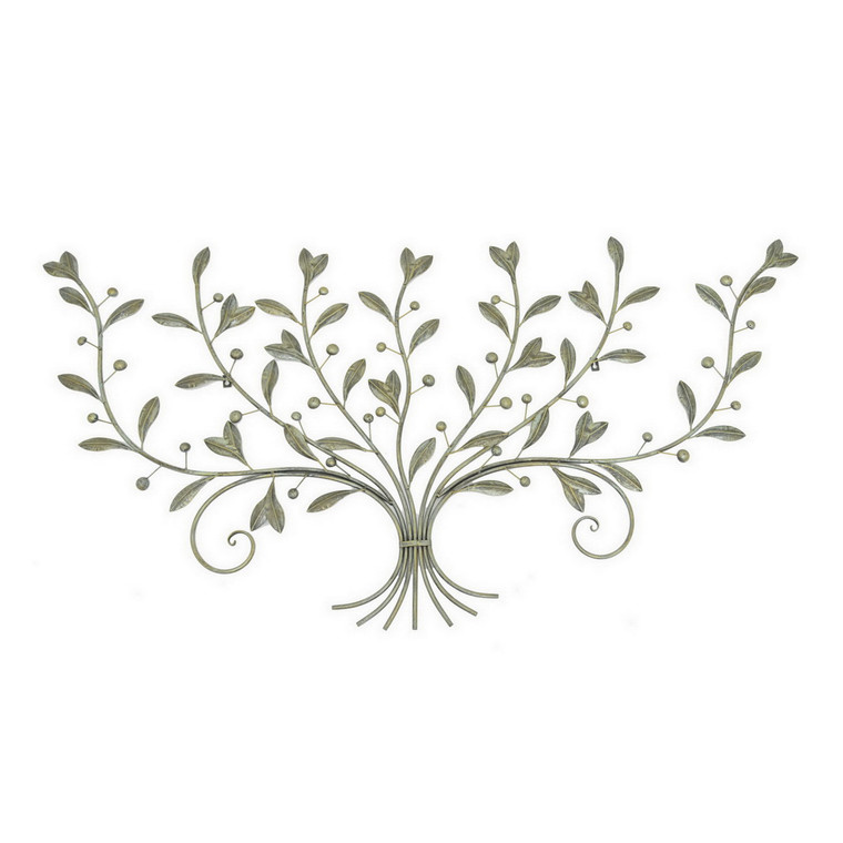 Scroll With Leaves Wall Decor In Gold Metal PBTH94436 By Plutus