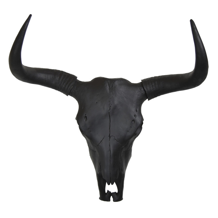 Bison Skull Wall Decor Black In Black Resin PBTH93816 By Plutus