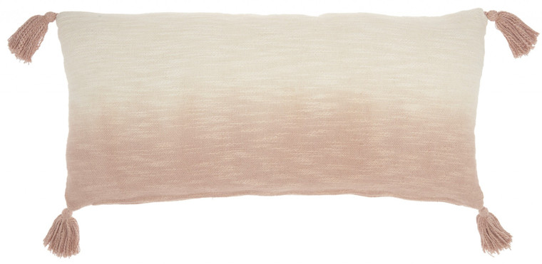 Homeroots Pink Ombre Tasseled Lumbar Pillow 385948