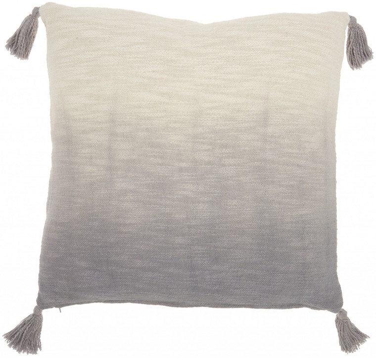 Homeroots Gray Ombre Tasseled Throw Pillow 385951