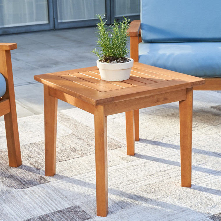 Homeroots Natural Wood Patio Side Table 390017