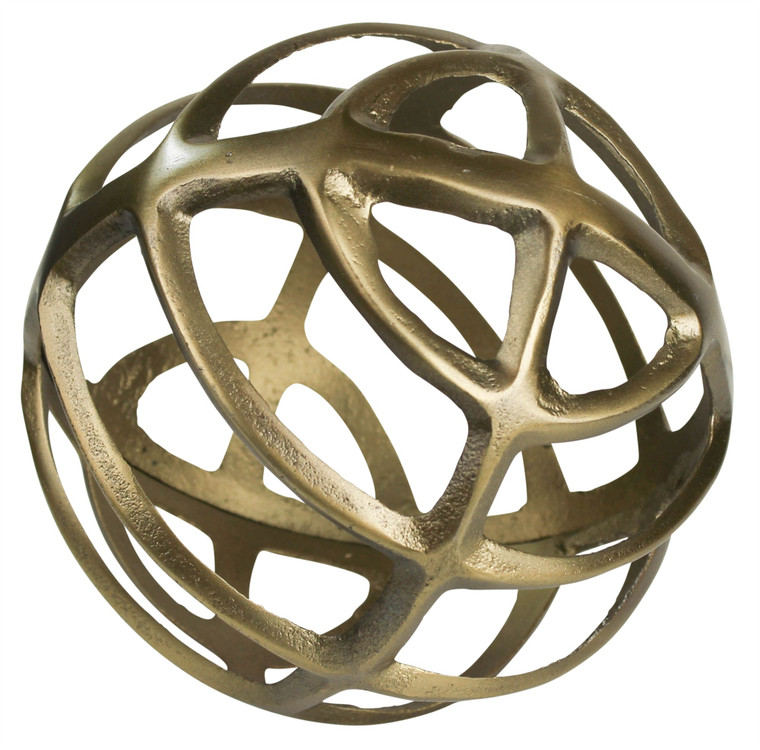 Homeroots Gold Metal Geometric Sphere 390125