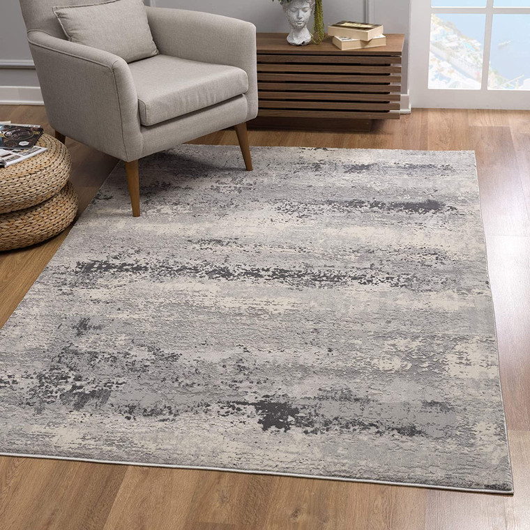 Homeroots 3' X 5' Gray Modern Abstract Area Rug 390396