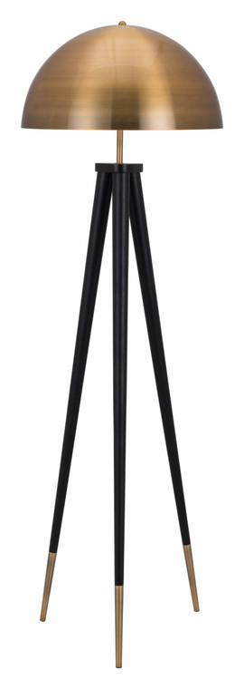 Homeroots Brass And Black Tall Tripod Dome Floor Lamp 391845
