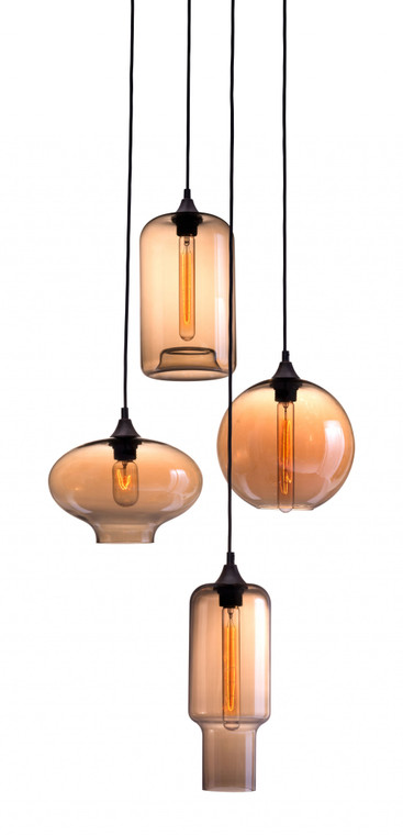 Homeroots Amber And Black Hanging Ceiling Lamp 391918