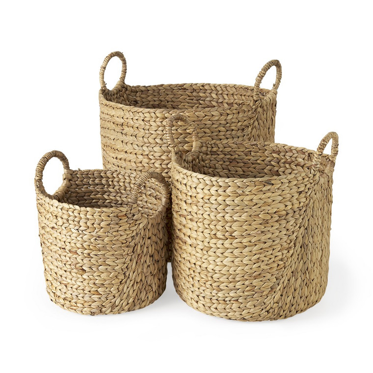 Homeroots Set Of Three Braided Wicker Storage Baskets 392168