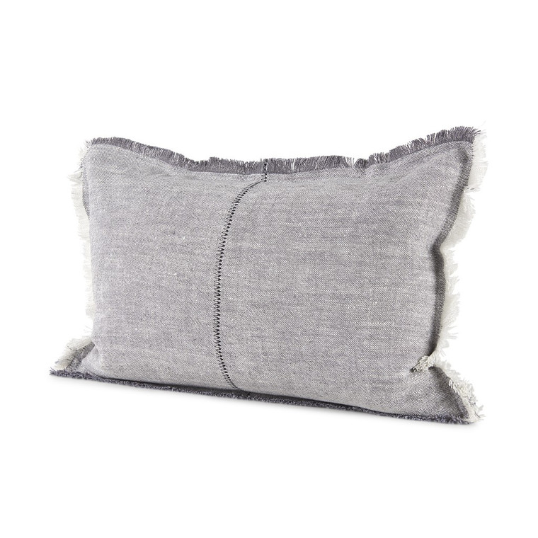 Homeroots Light Gray Fringed Lumbar Throw Pillow Cover 392315