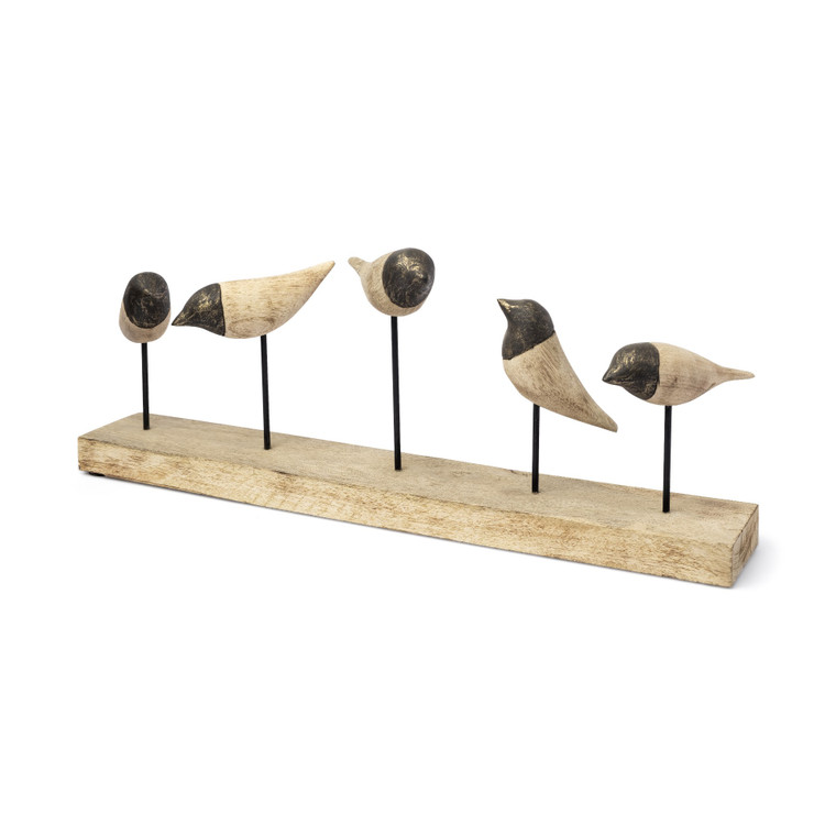 Homeroots Wood And Metal Bird Stand Sculpture 392441