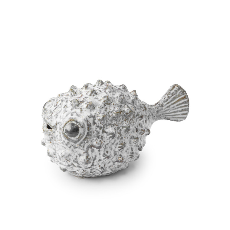 Homeroots Petite Off White Puffer Fish Sculpture 392486