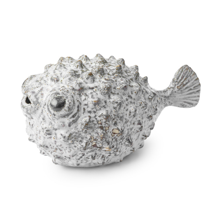 Homeroots Off White Puffer Fish Sculpture 392487