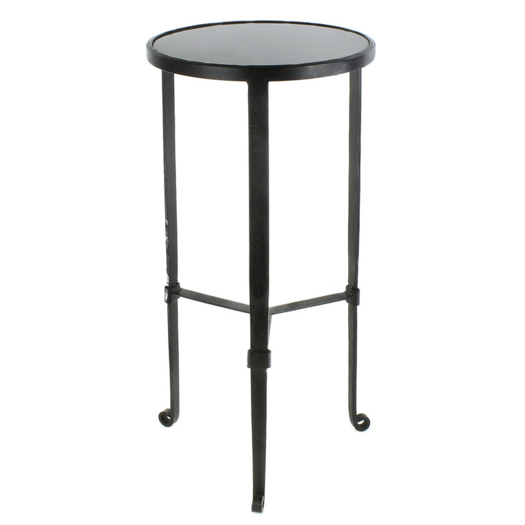 Homeroots Black And Gray Stone Top Side Table 393484