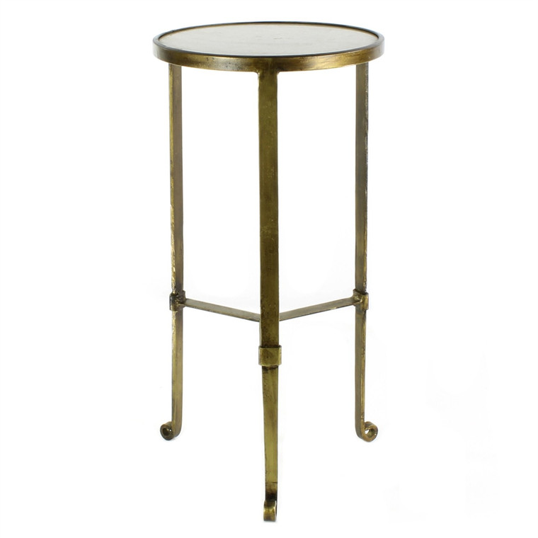 Homeroots Gold And White Marble Side Table 393485
