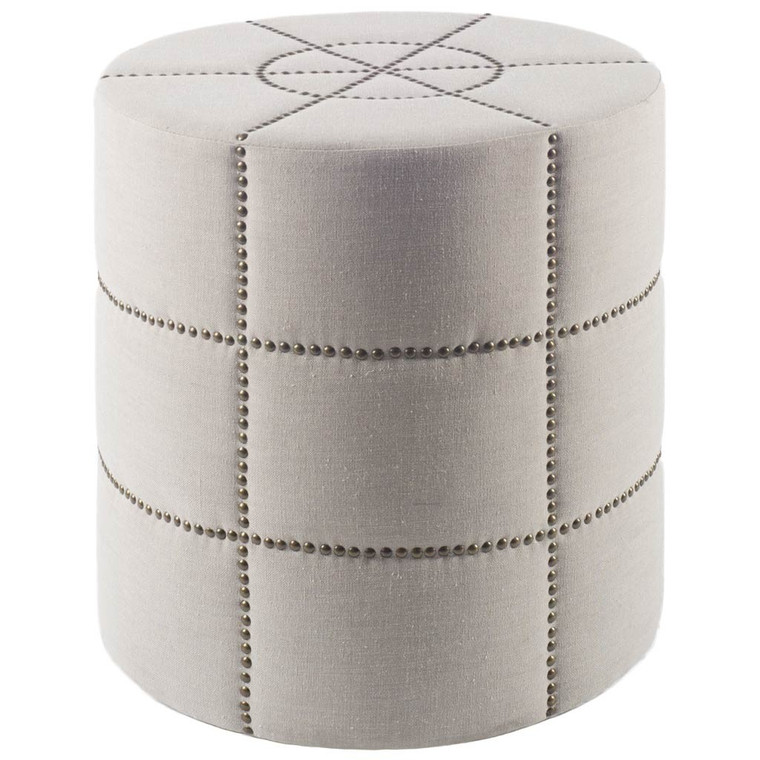 Homeroots Cream Ottoman With Metal Detailing 394241