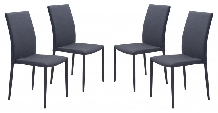 Homeroots Set Of Four Black Restaurant Quality Sleek Dining Chairs 394631