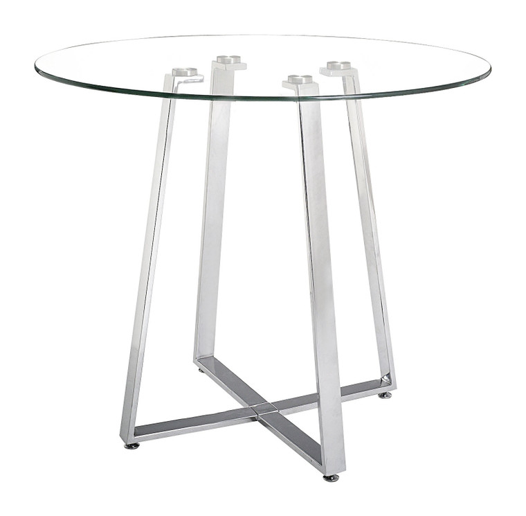 Homeroots Mod Geo Chrome And Glass Round Dining Table 394794