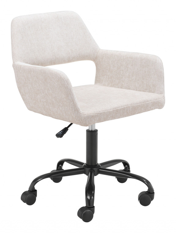Homeroots Beige Linen Look Rolling Office Chair 394904