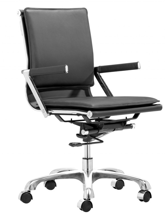 Homeroots Black Faux Leather Executive Rolling Office Chair 394931