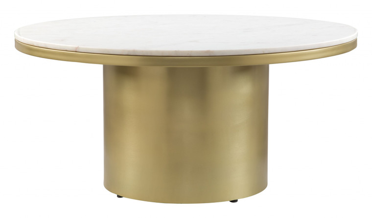 Homeroots Daschanelle Coffee Table White & Gold 395086