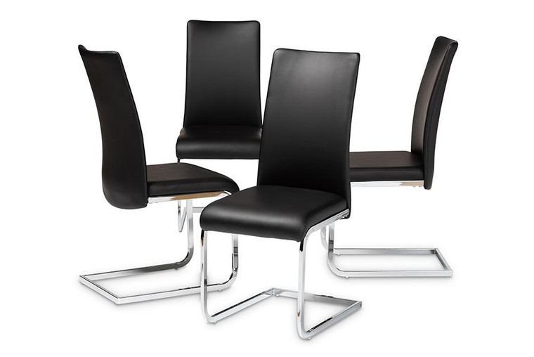 Baxton Studio Cyprien Modern And Contemporary Dining Chair 140919-Black-4PC-Set