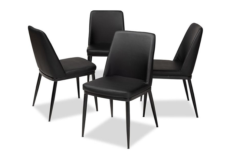 Baxton Studio Darcell Modern And Contemporary Dining Chair 150595-Black-4PC-Set
