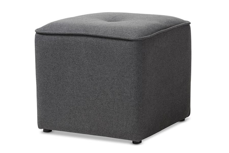 Baxton Studio Dark Grey Fabric Upholstered Ottoman 1709-Gray