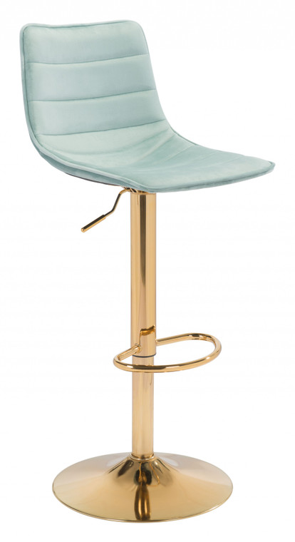 Homeroots Prima Bar Chair Light Green & Gold 396367