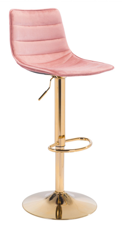 Homeroots Prima Bar Chair Pink & Gold 396368
