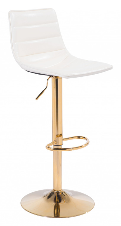 Homeroots Prima Bar Chair White & Gold 396369