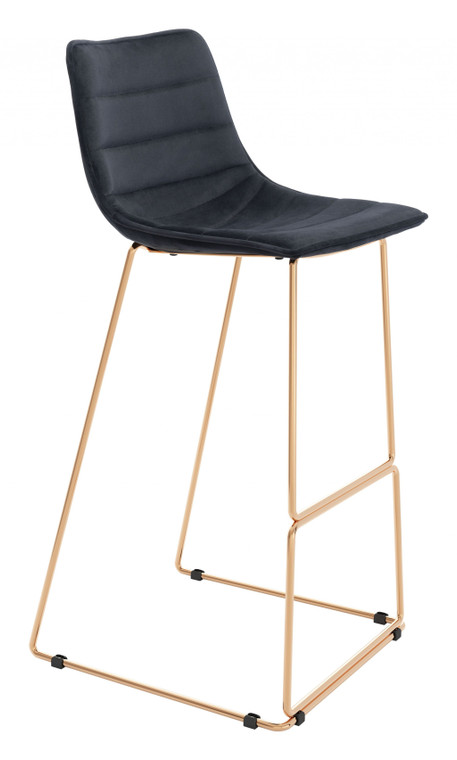 Homeroots Mod Black And Gold Bar Height Chair 396372