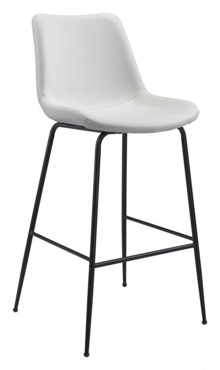 Homeroots White And Black Top Shelf Modern Rugged Bar Chair 396392