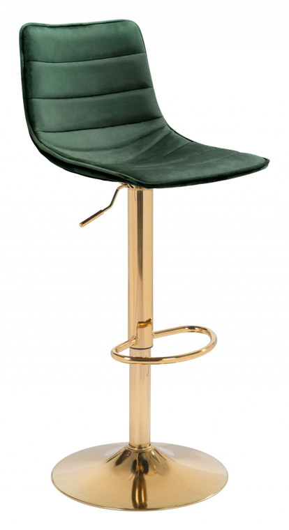 Homeroots Prima Bar Chair Dark Green & Gold 396393