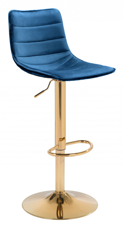 Homeroots Prima Bar Chair Dark Blue & Gold 396394