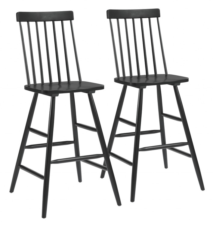 Homeroots Modern Black Armless Spindle Bar Height Chair 396395