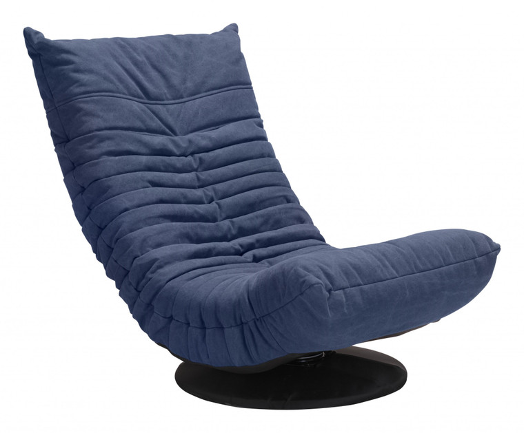 Homeroots Relaxed Low Profile Cobalt Blue Swivel Chair 396481
