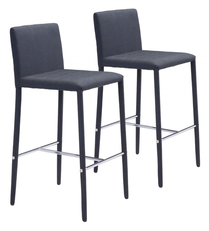 Homeroots Set Of Two Black Restaurant Quality Sleek Bar Chairs 396482
