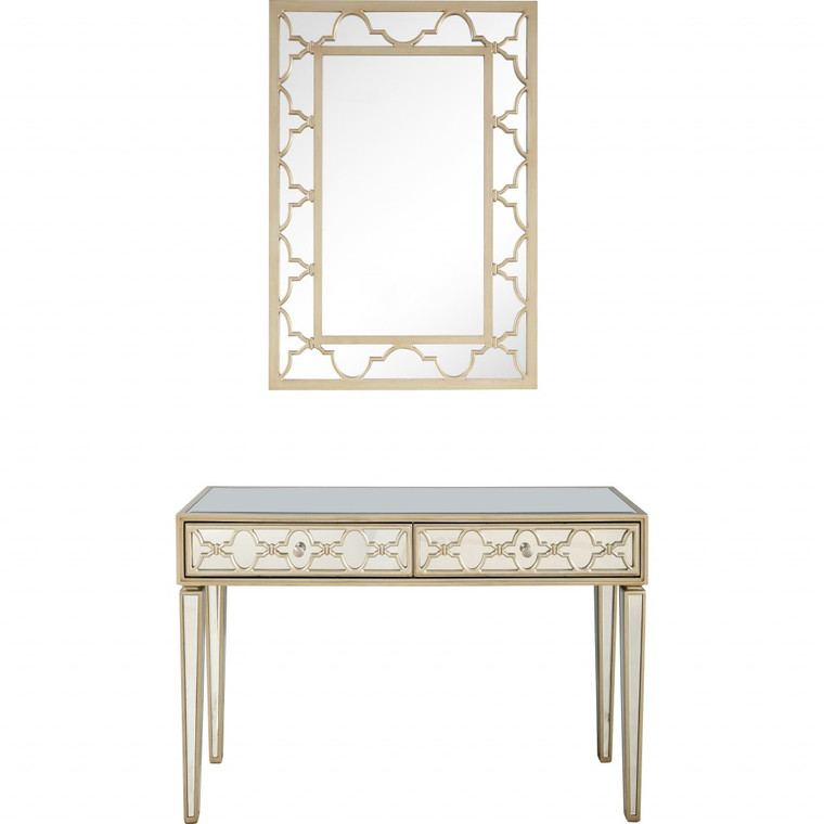 Homeroots Champagne Glass Mirror And Console Table 396821